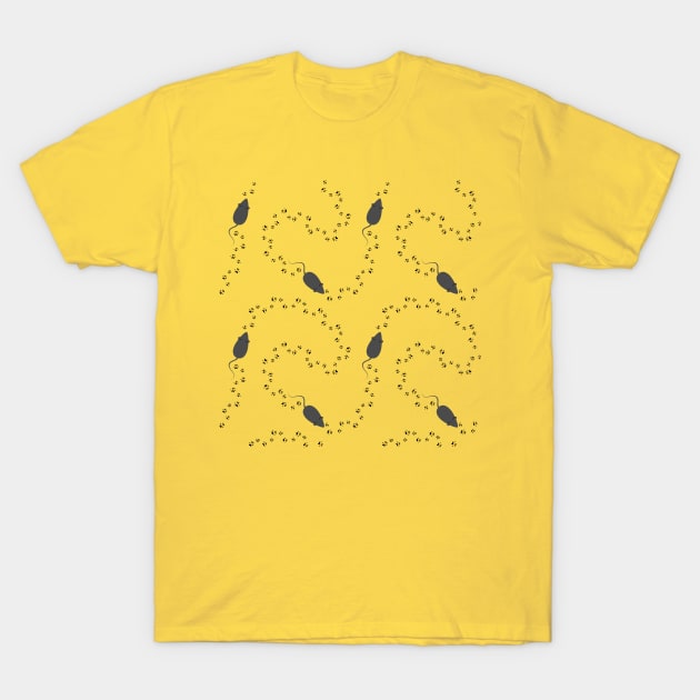 Mice, rats pawprints trail pattern. T-Shirt by CraftCloud